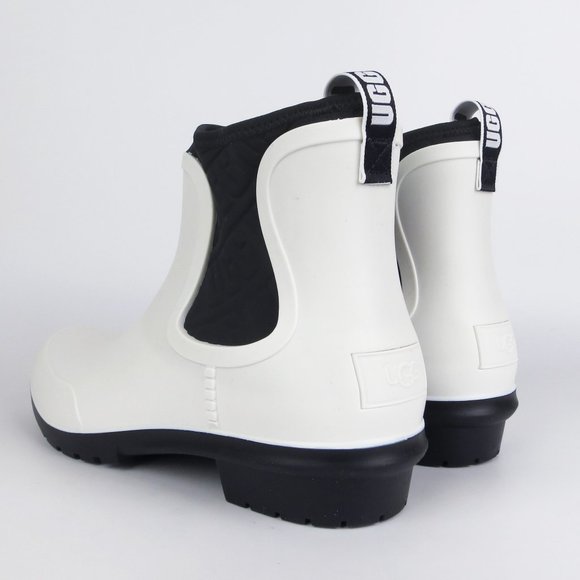 UGG Chevonne Rain Boots Fur Insole Black White NEW - Picture 4 of 6